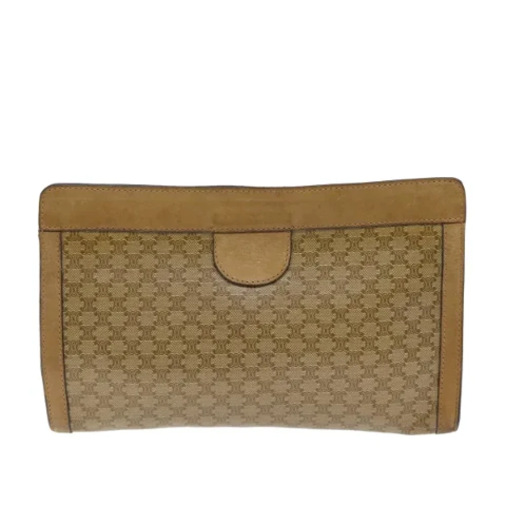 Celine Vintage Pre-owned Canvas clutches Beige Dames