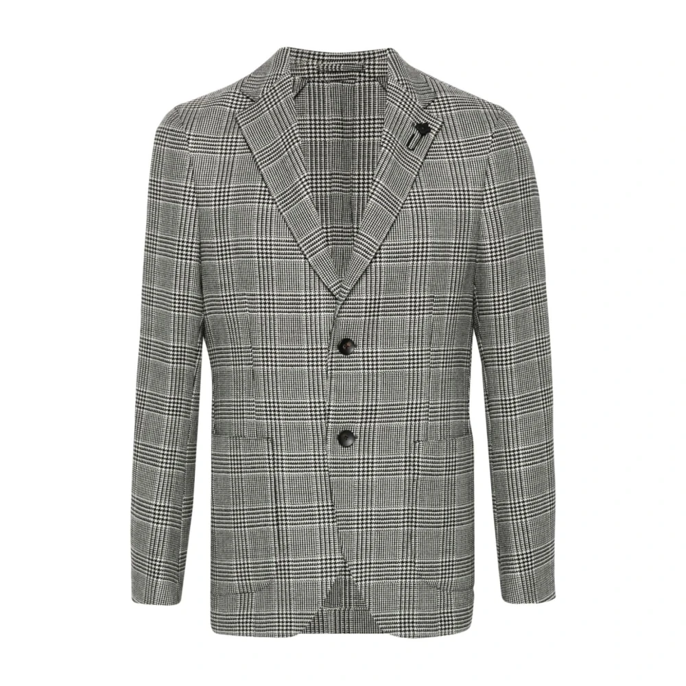 Lardini Geruite Wol Jas Gray Heren
