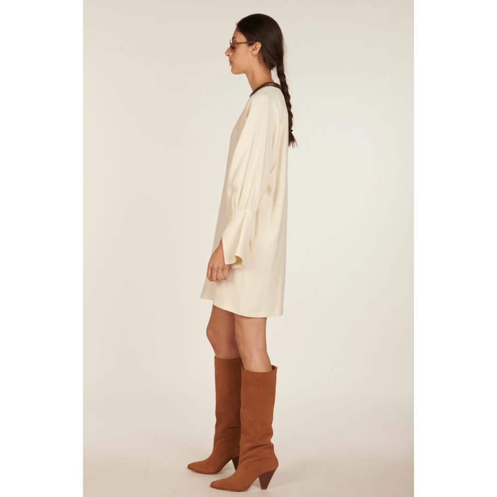 Erika Cavallini Beige Viscose Cady Korte Jurk Beige Dames