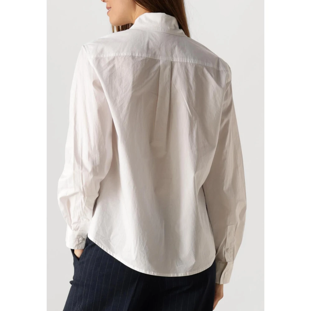 Summum Woman Witte Poplin Blouse met Diamanten White Dames