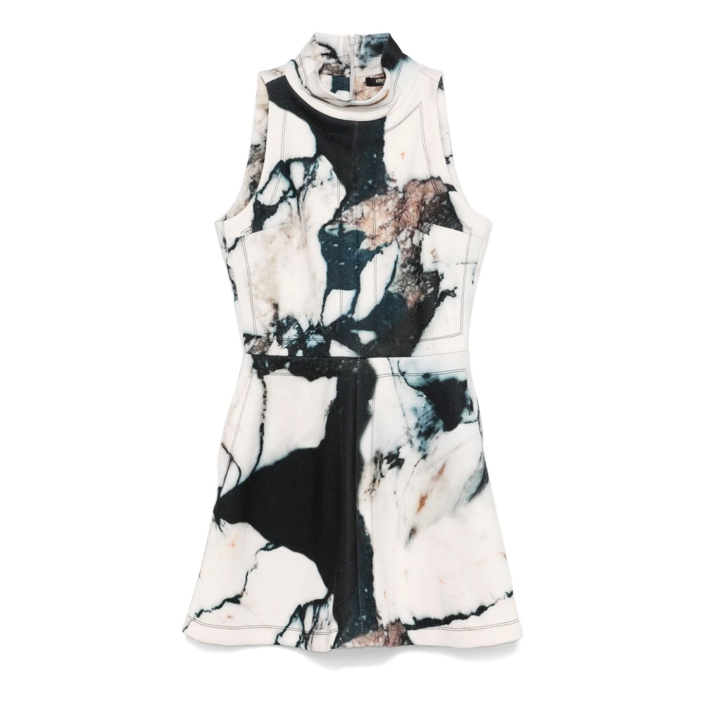 Roberto Cavalli Marmerprint Minijurk in Wit Multicolor Dames