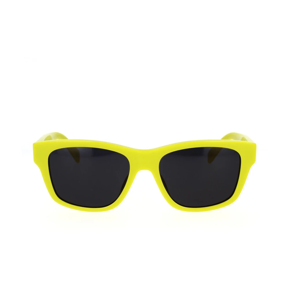 Celine Geometriska solglasögon med gul fluorescerande båge och gråa linser Yellow, Unisex
