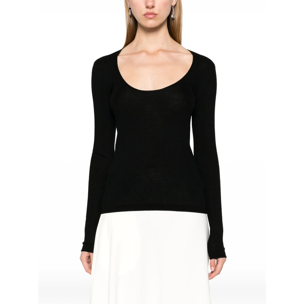 PATRIZIA PEPE Zwarte trui met moderne details Black Dames