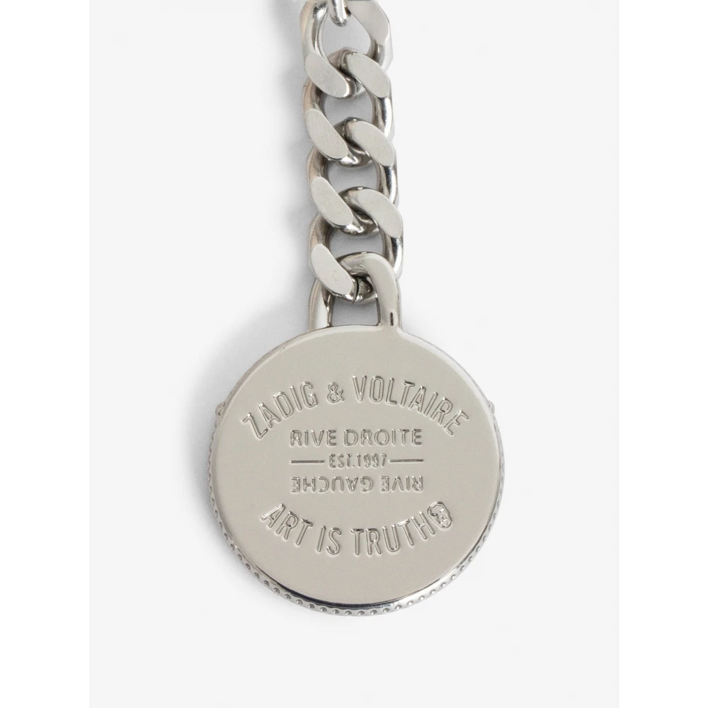 Zadig & Voltaire Zwarte leren vintage portemonnee met metalen ketting Black Dames