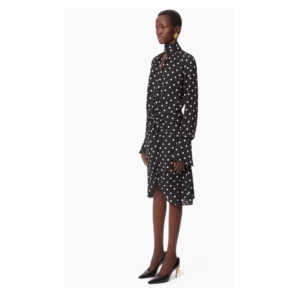 Nina Ricci Zwarte High Neck Midi Jurk Black Dames