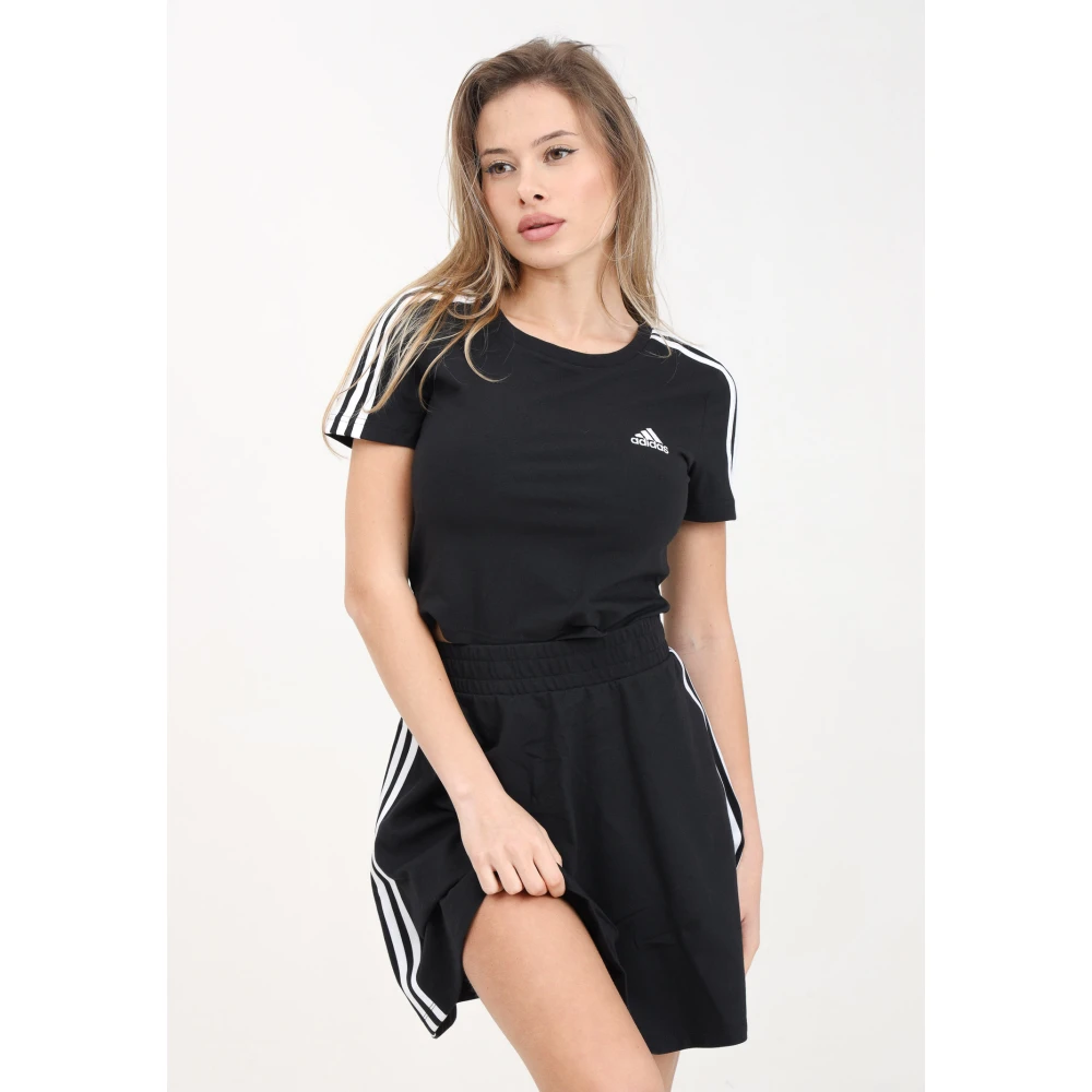 Adidas Performance T-shirt Zwart Wit 3-Stripes Black Dames