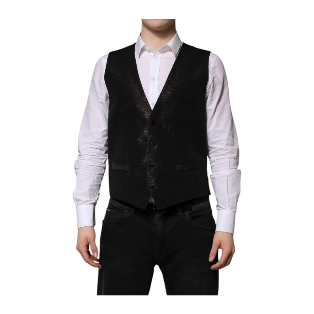 Dolce & Gabbana Single Breasted Vest - Male - Waistcoats - Black - L - Suits - Image 3