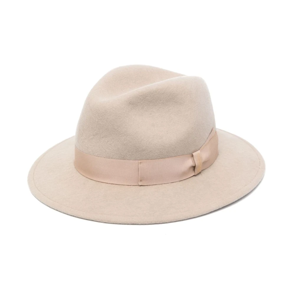 Borsalino Grijze Wollen Vilten Brede Rand Hoed Gray Heren