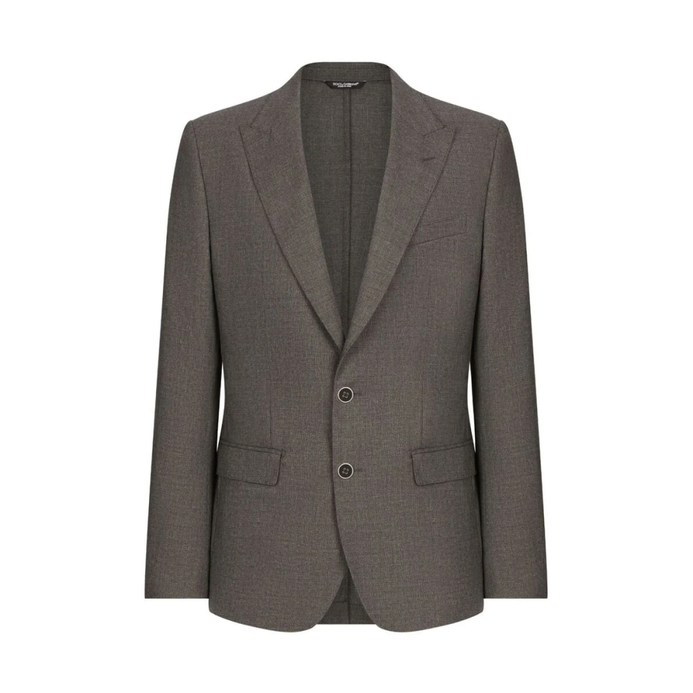 Dolce & Gabbana Double-Breasted wollen jas met pieklapels Gray Heren