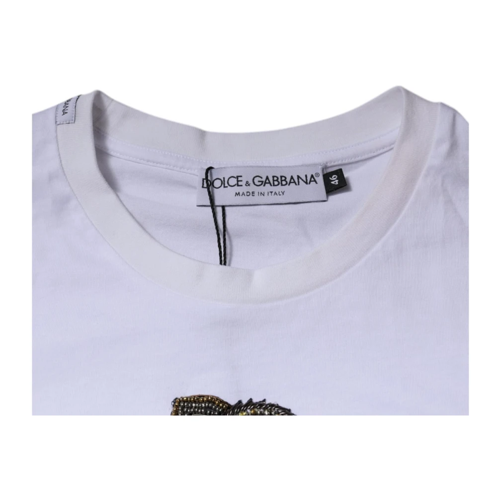 Dolce & Gabbana Wit Katoenen Logo Crew Neck T-shirt White Heren