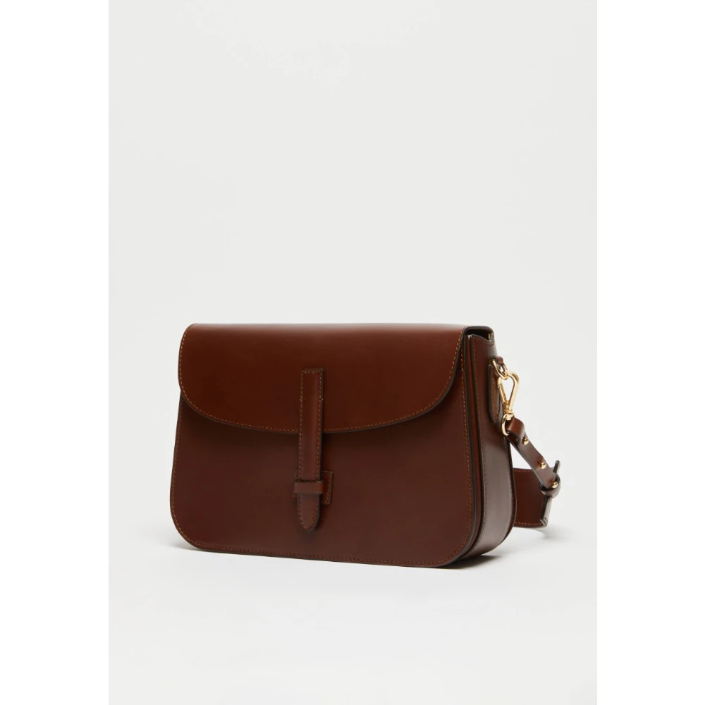Max Mara Weekend Schoudertas van plantaardig gelooid leer Brown Dames