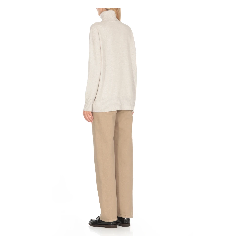 BRUNELLO CUCINELLI Ivoor Wol Kasjmier Zijde Trui Gray Dames