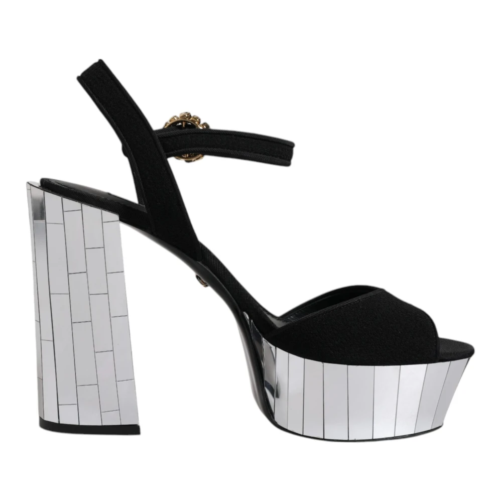 Dolce & Gabbana Women's Black High Heel Sandals,, Platform Sandals With Mirror Heels Size 5
