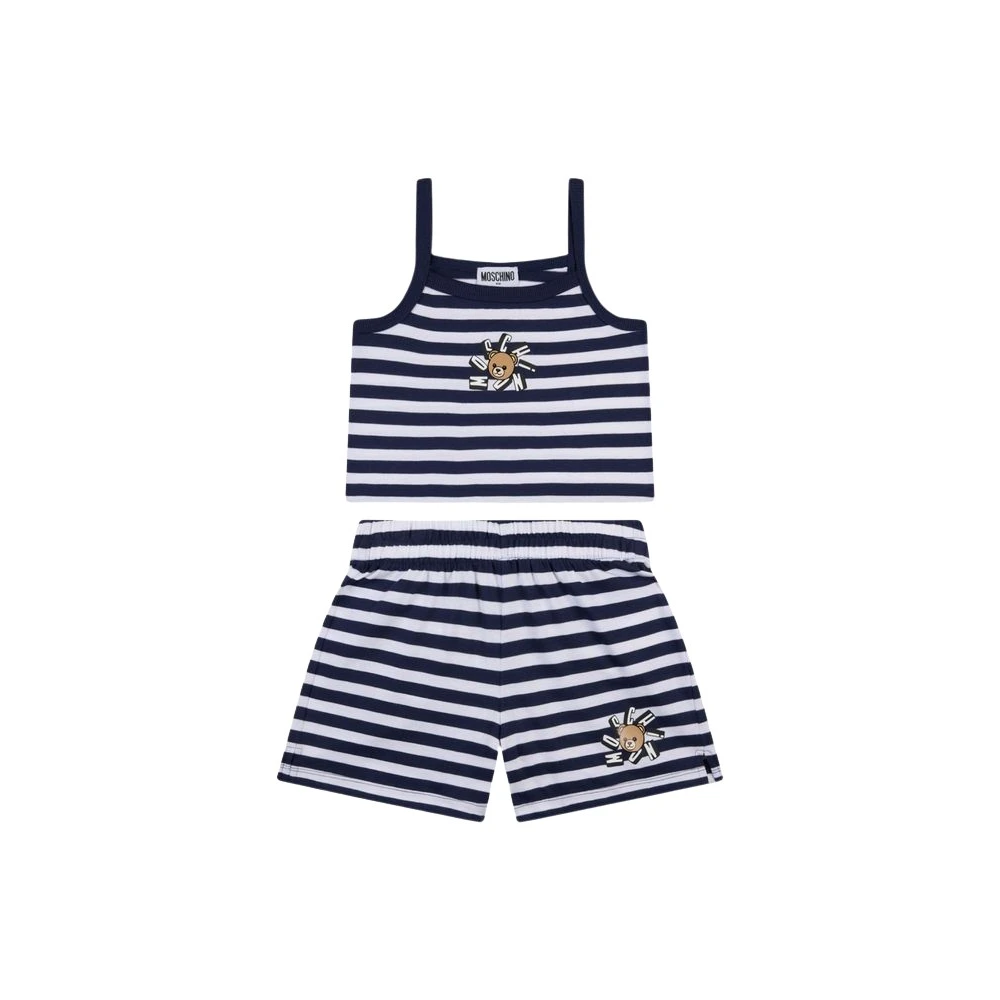 Moschino Girls Multicolor Kids Sets, 12 Y, Teddy Bear Cotton Jersey Top And Shorts Set
