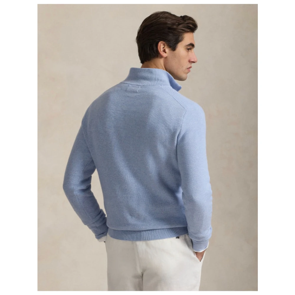 Polo Ralph Lauren Honingraat Katoen Half-Zip Sweater Blue Heren