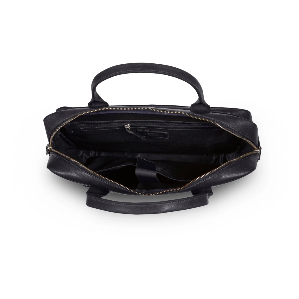 Howard London Zwarte leren laptoptas Black Heren