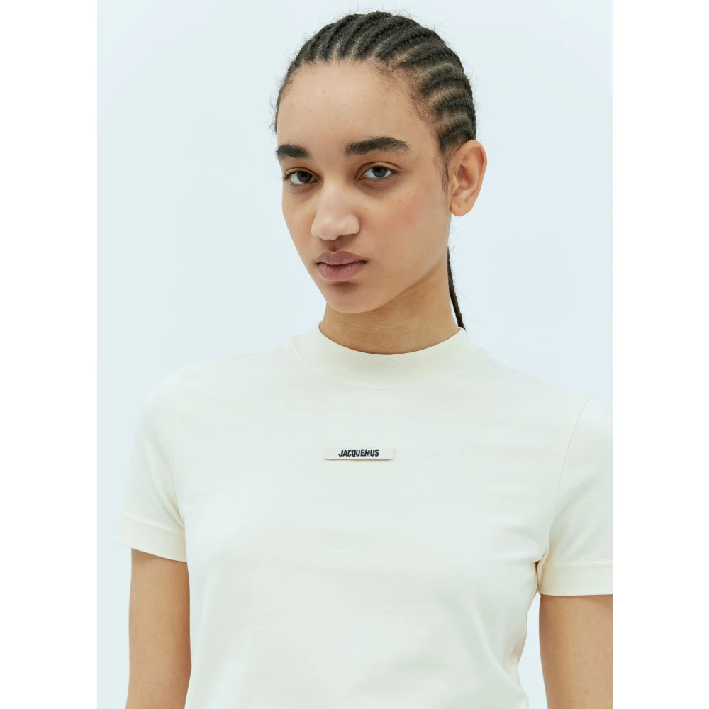 Jacquemus Katoenen Jersey Hoge Hals T-Shirt Beige Dames