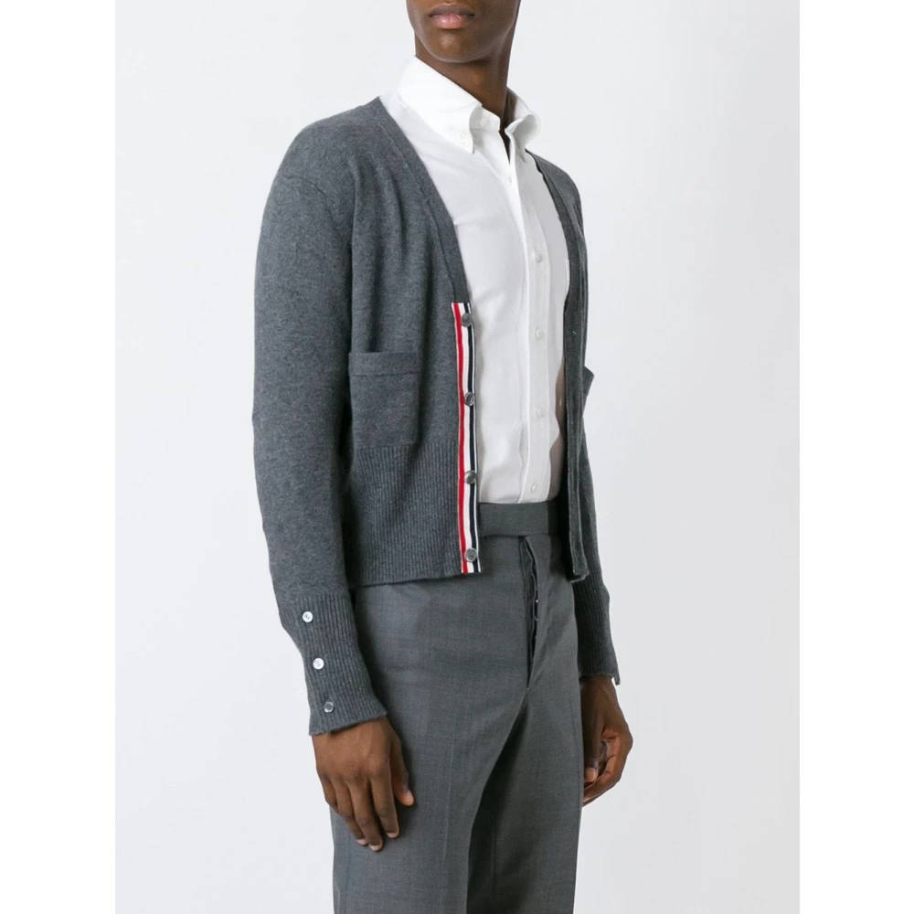 Thom Browne Grijze 4-Bar Cashmere Cardigan Sweater Gray Heren