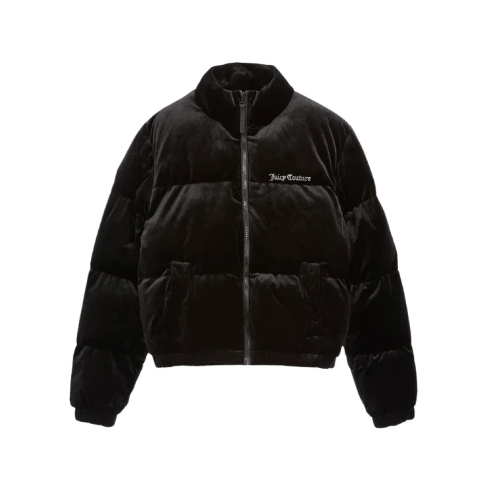 Juicy Couture Fluwelen Pufferjas met Trechterhals Black Dames