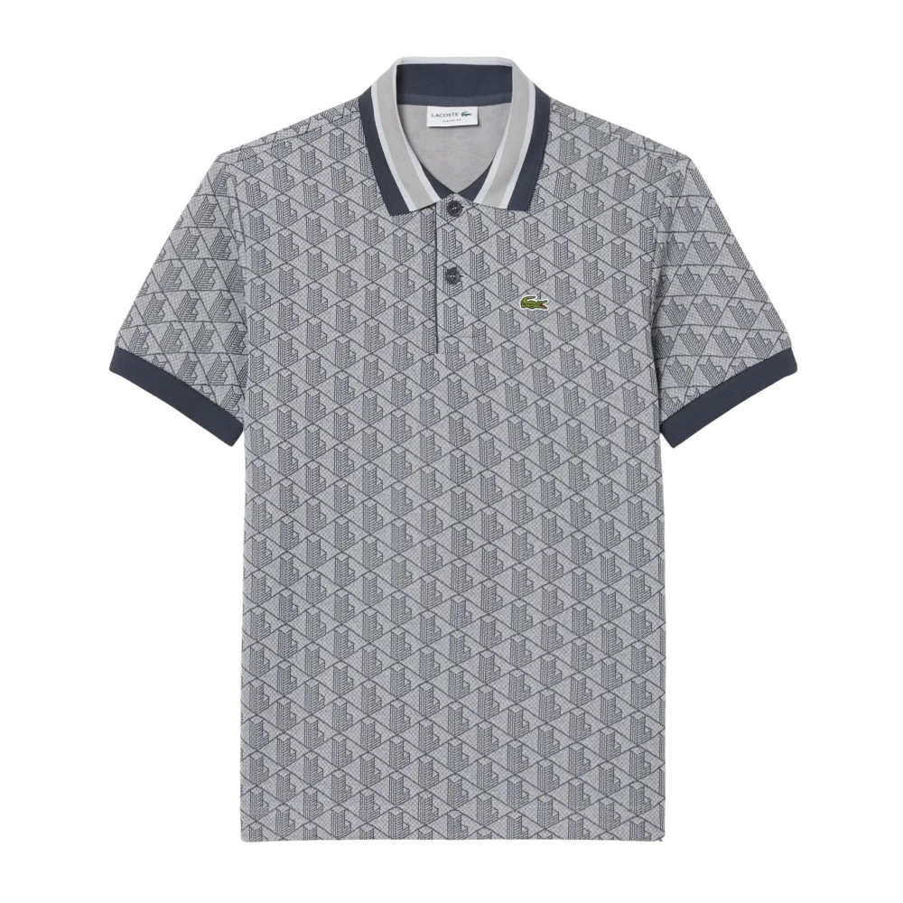 Lacoste Polo Dal Taglio Classico In Jacquard Con Monogramma - Male - Polo Shirts - Gray - 2XL - Tops
