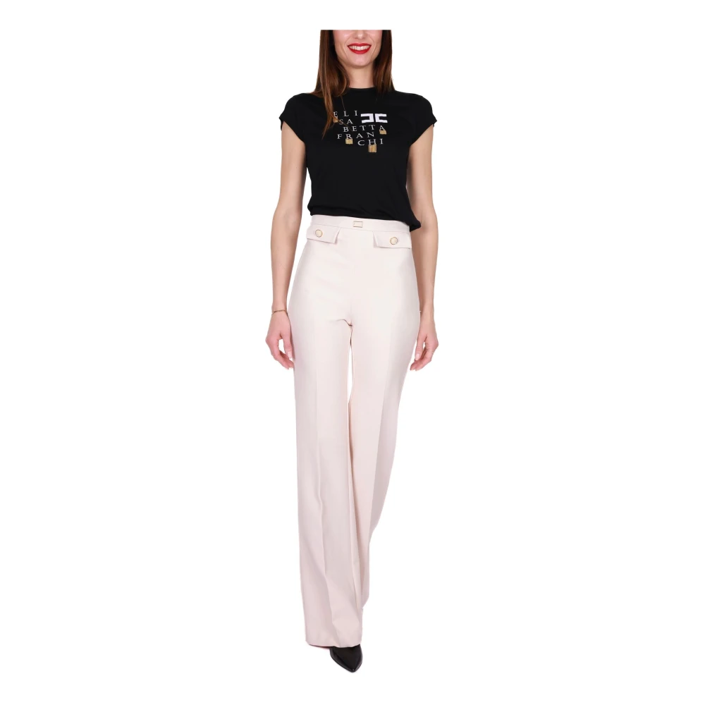 Elisabetta Franchi Boter Crepe Flare Broek Beige Dames