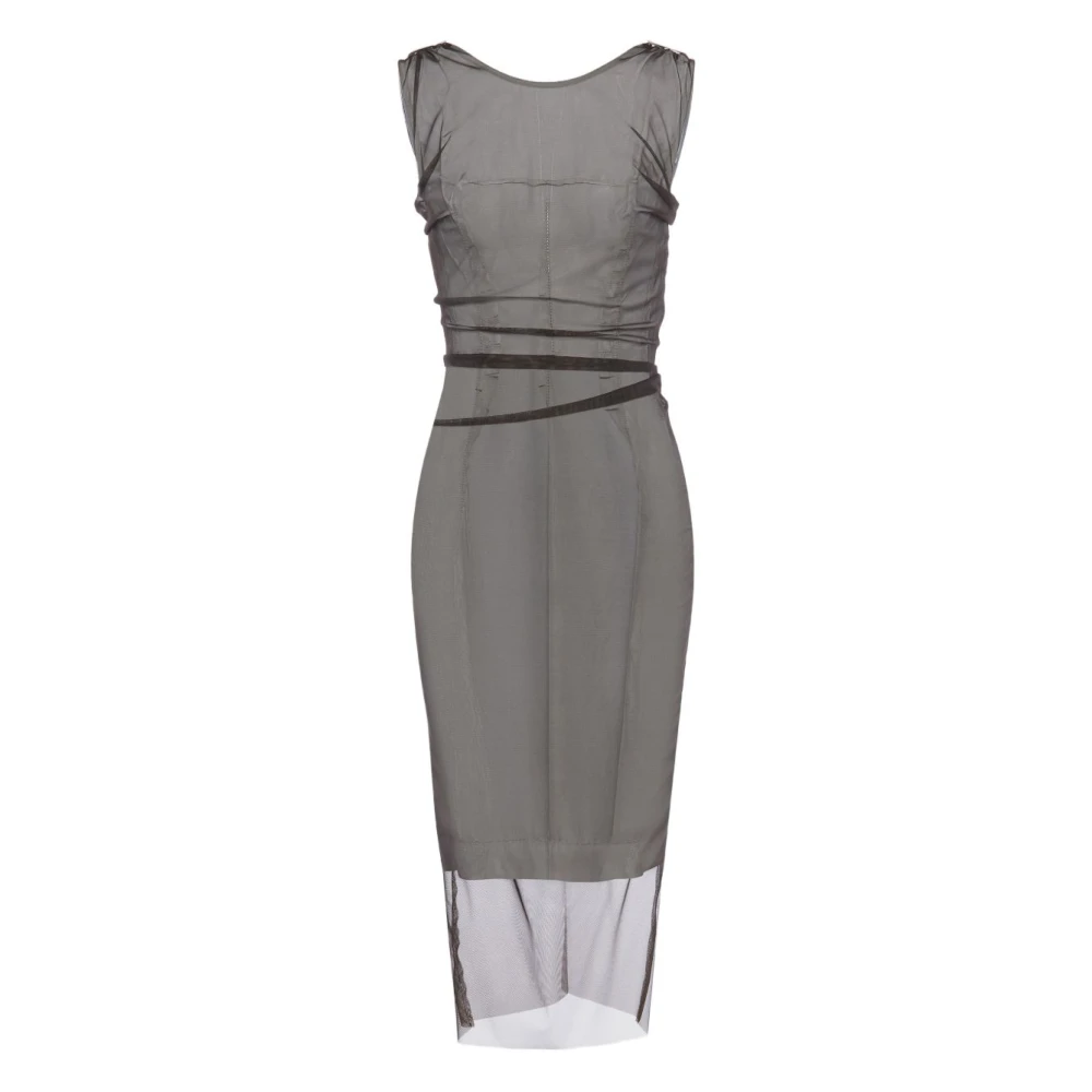 Maison Margiela Gray Sheer Dress - Female - Midi Dresses - Xs - Dresses