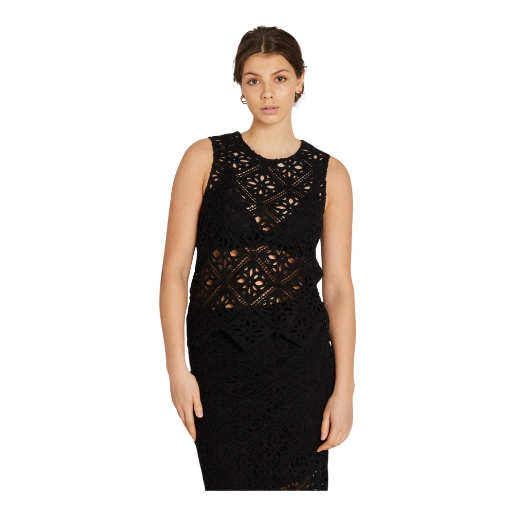 Rue De Femme Women's Black Sleeveless Tops - Sleeveless Tops - Xs - Tops
