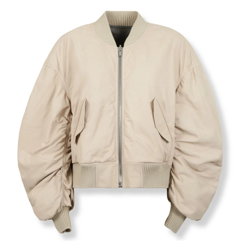 Rick Owens Women's Beige Bomber Jackets, Xs, Temple Secchia Flight
