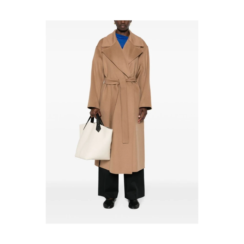 Max Mara Bruine wollen jas met inkeping kraag Brown Dames