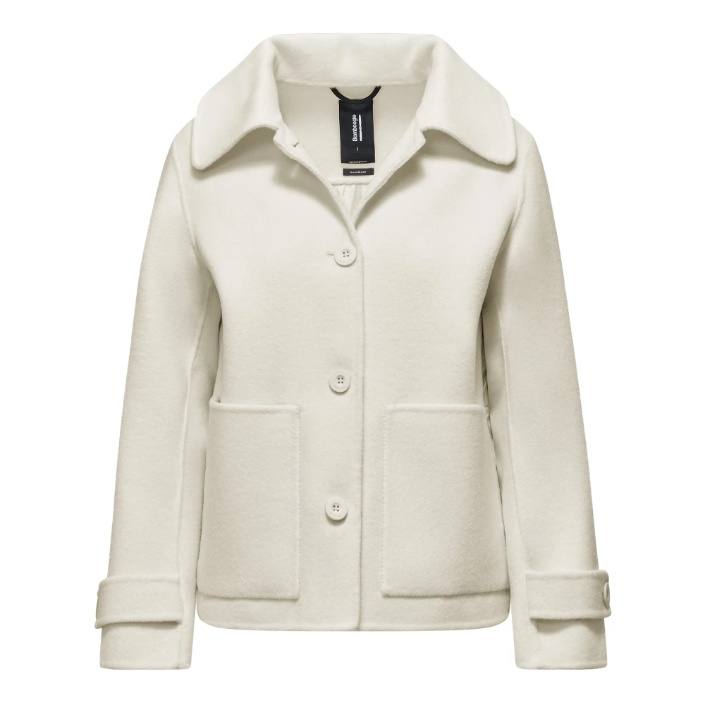 Bomboogie Donna Beige - Giacca Corta Bi-Materica In Lana E Nylon-White Swan-0 - Jackets - Xs