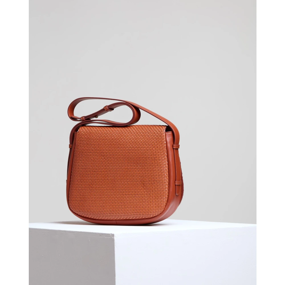 Tramontano Handgeweven leren crossbodytas Orange Dames