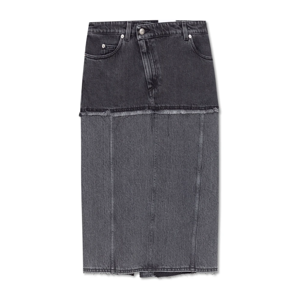 Alexander mcqueen Zwarte Katoenen Midi Rok met Rits Gray Dames