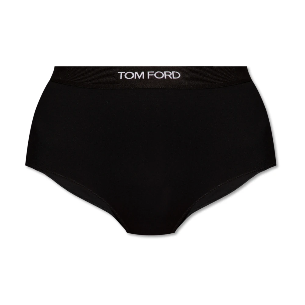 Tom Ford Katoenen hoog getailleerde slips Black Dames
