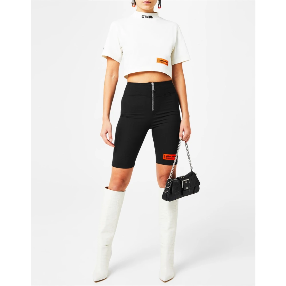 Heron Preston Ctnmb Logo Crop Turtleneck Tee White Dames