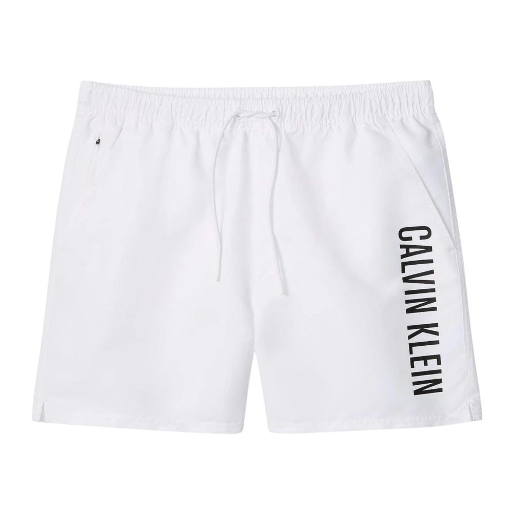Calvin Klein Men's White Medium Drawstring Swim Shorts - Beachwear - L - Swimwear