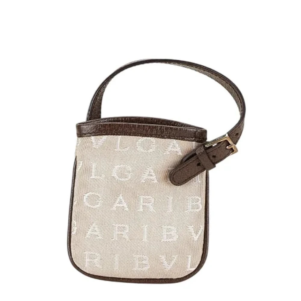 Bvlgari Vintage Pre-owned Canvas handbags Beige Dames