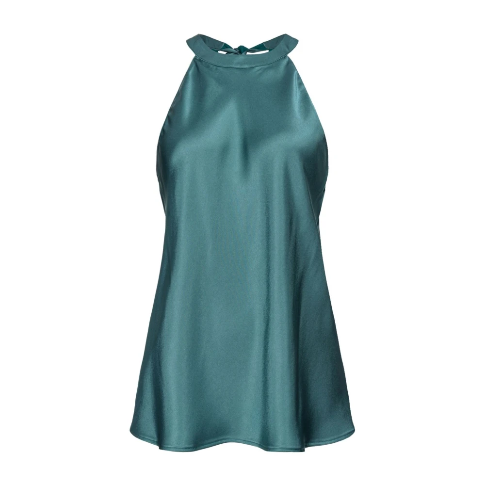 Pinko Satijnen Mouwloze Top met Striksluiting Green Dames