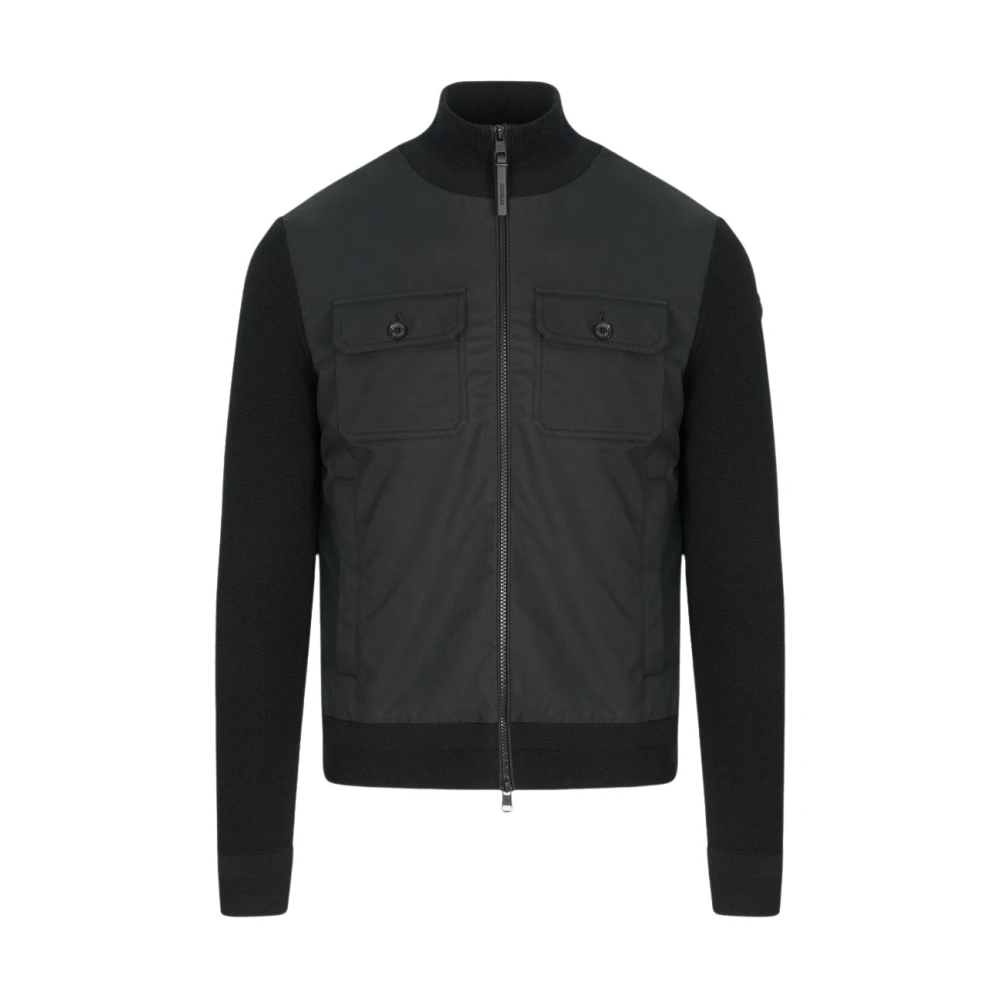 Moncler , Bomber Jackets, Male, Black, L, Hybrid Cardigan
