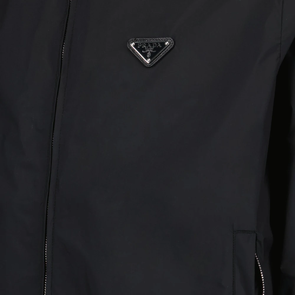 Prada Windjack met driehoekig logo Black Heren