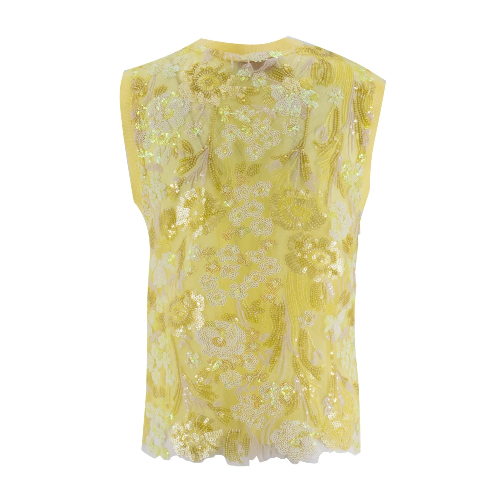 Ermanno Scervino Bloemig Paillet Camisole Top Yellow Dames