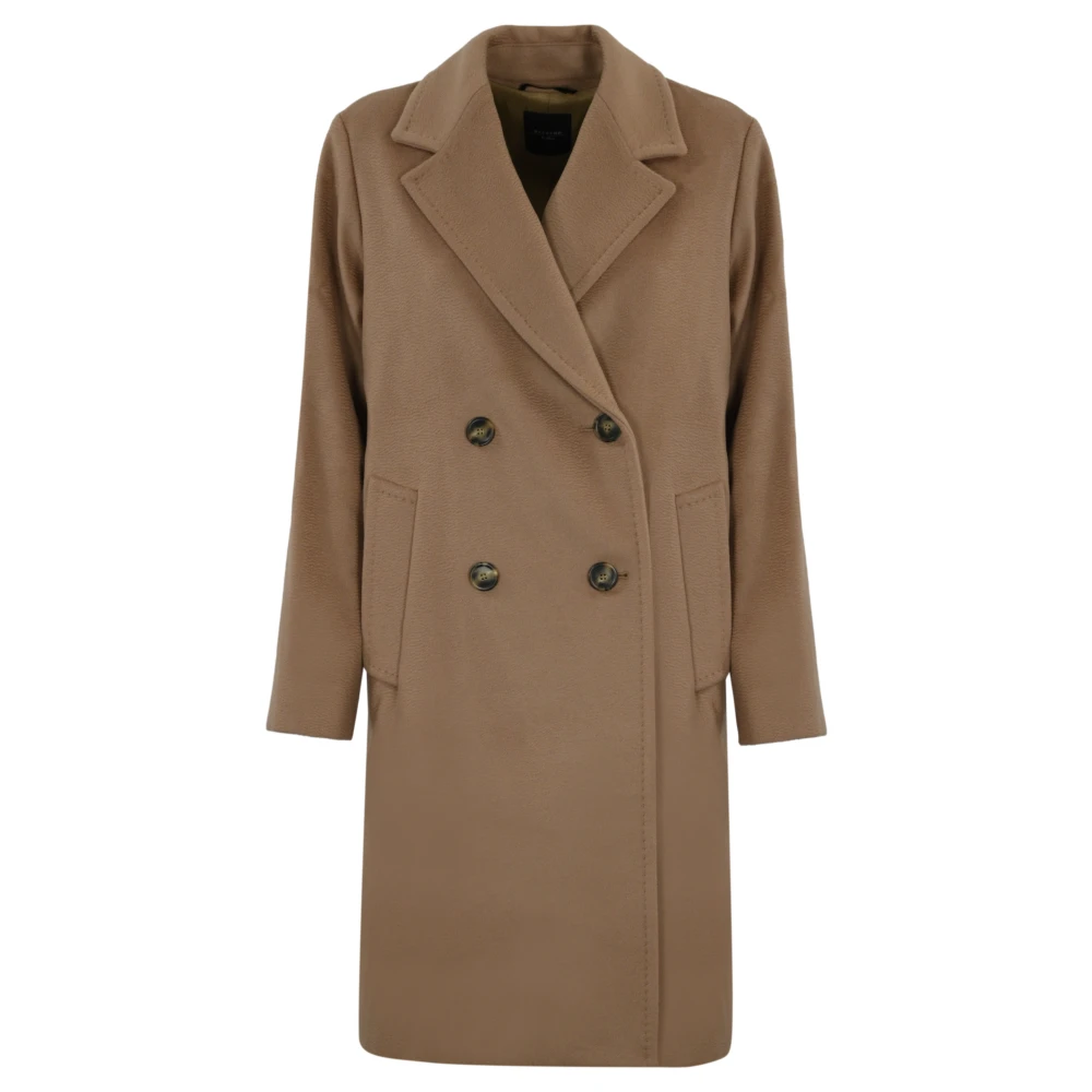 Max Mara Weekend Dubbelbreasted Kamelenwollen Jas Brown Dames