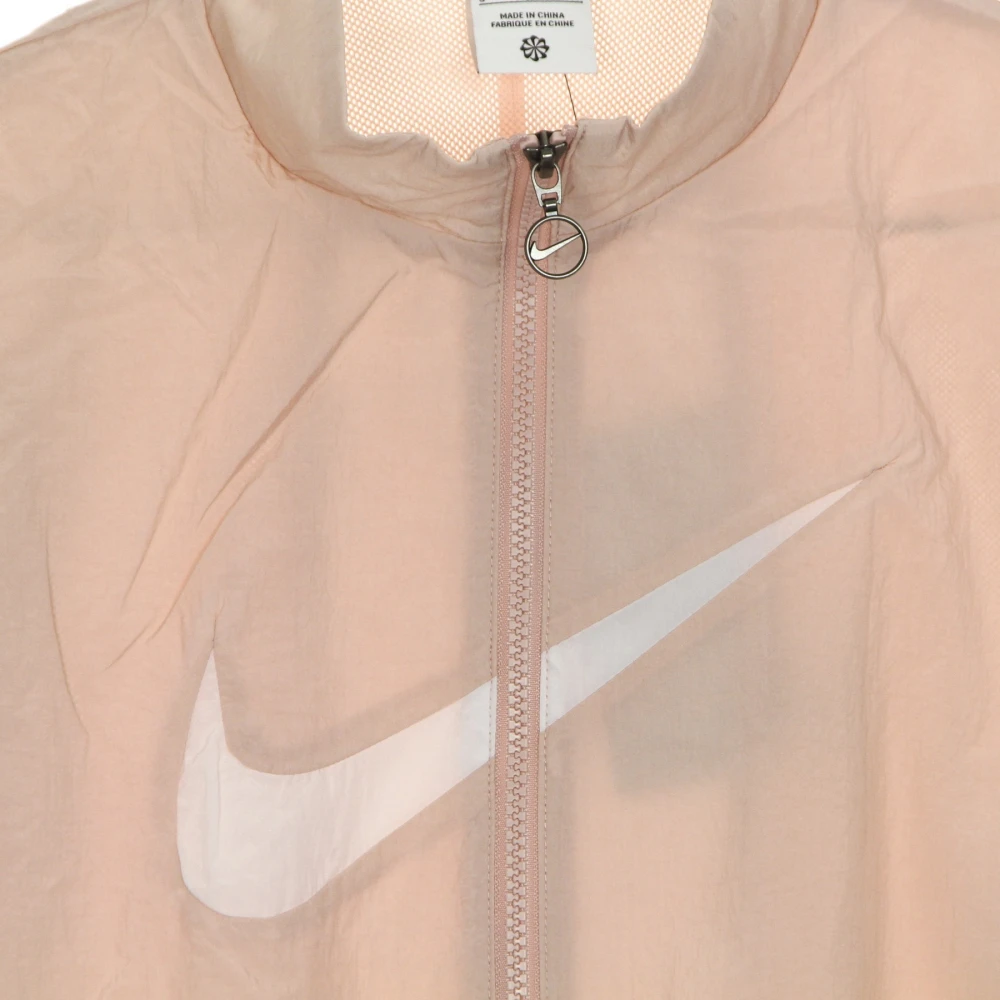 Nike Roze Witte Geweven Jas Streetwear Stijl Pink Dames