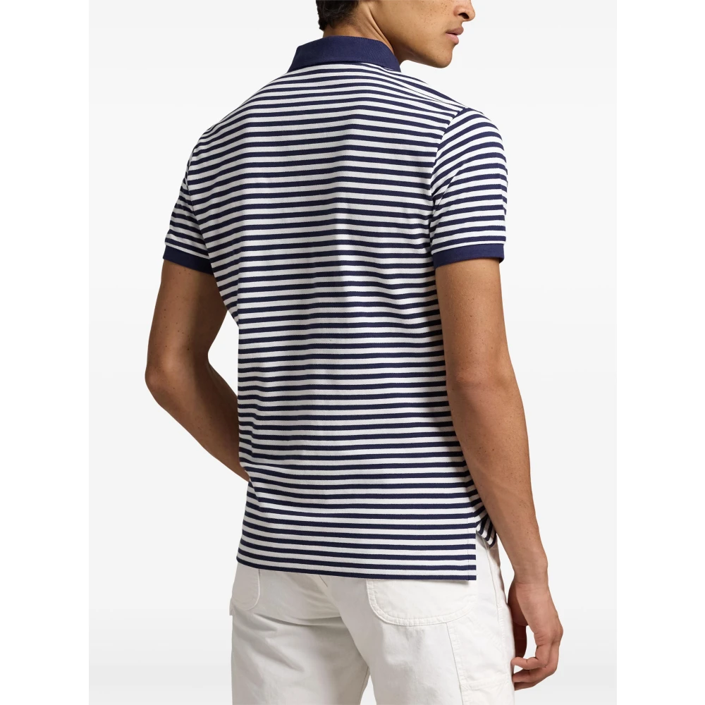 Polo Ralph Lauren Gestreept Katoen Mesh Polo Shirt Blue Heren