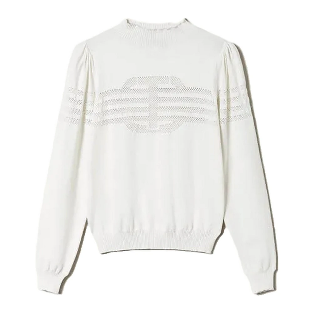 Twinset Viscose Polyester Gebreide Trui White Dames