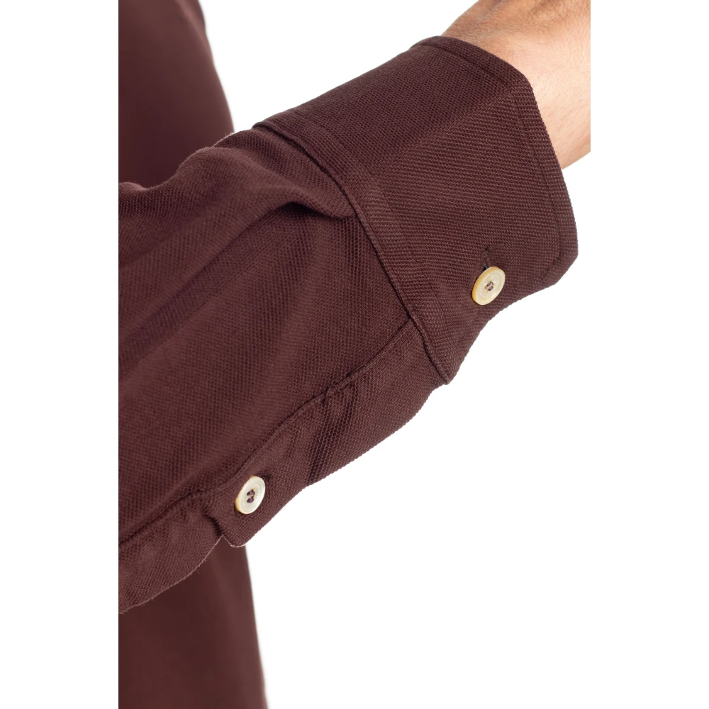 Ballantyne Katoenen polo met parelmoerknopen Brown Heren
