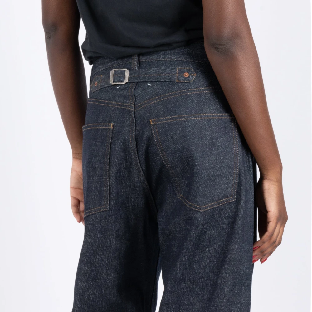 Maison Margiela Gelakte Omgeslagen Denim Jeans Blue Dames