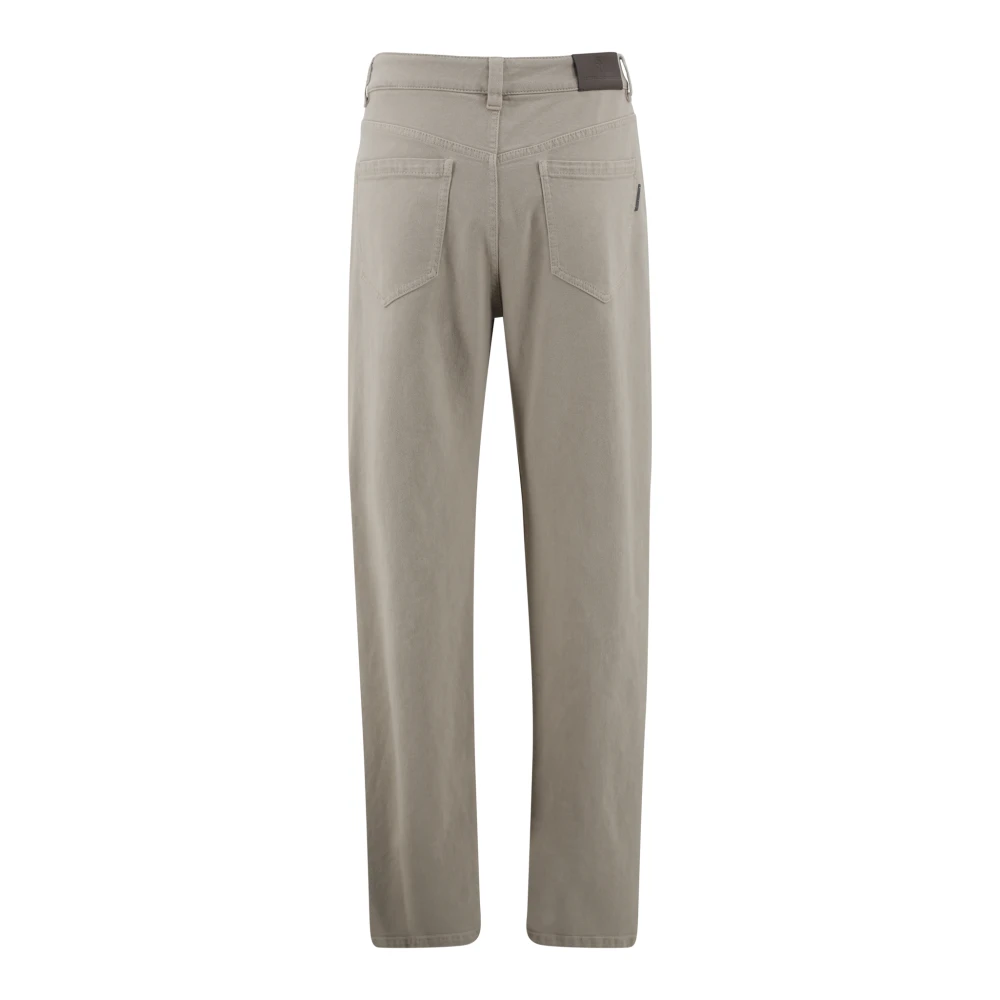 BRUNELLO CUCINELLI Hoge taille beige katoenen jeans Beige Dames
