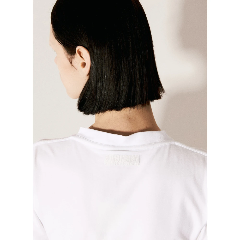 Vetements T-shirt met omgekeerd logo borduurwerk White Dames