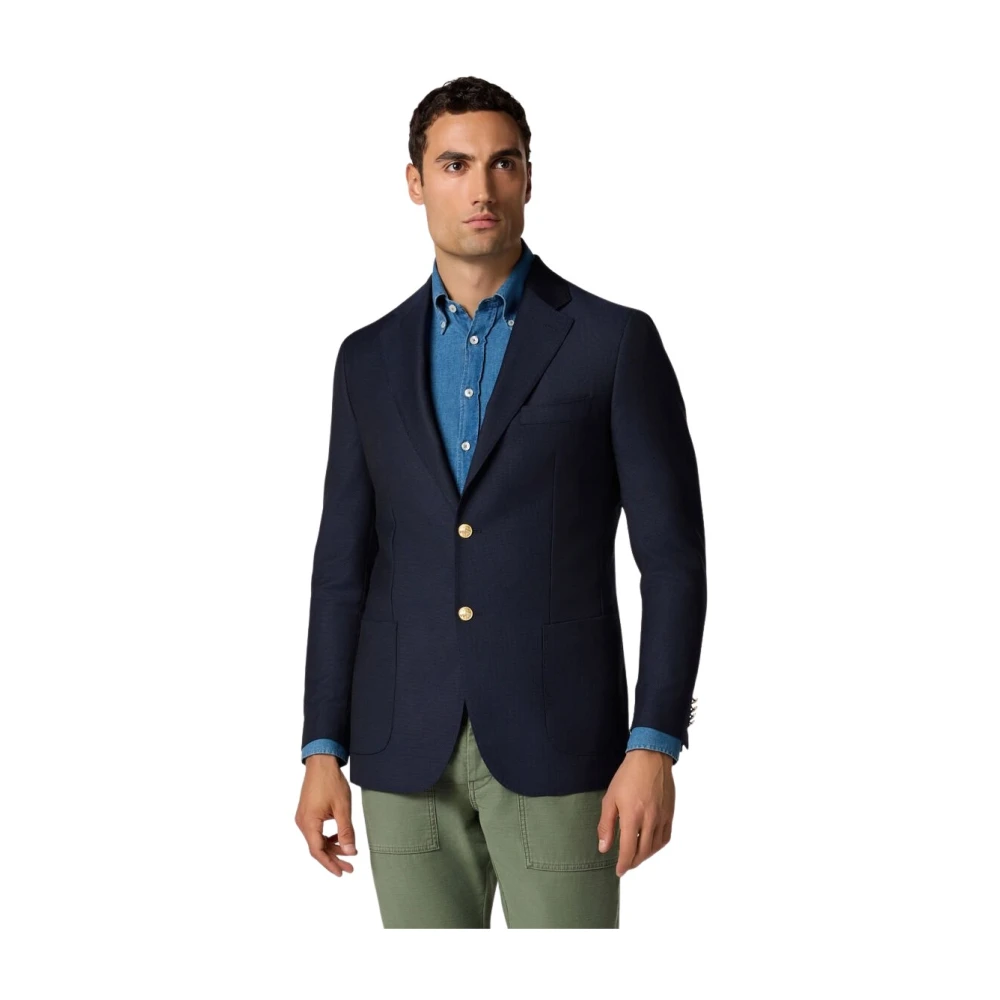 Brooks Brothers Men's Blue Blazers, 6XL, Hopsack Blazer With Gold Buttons