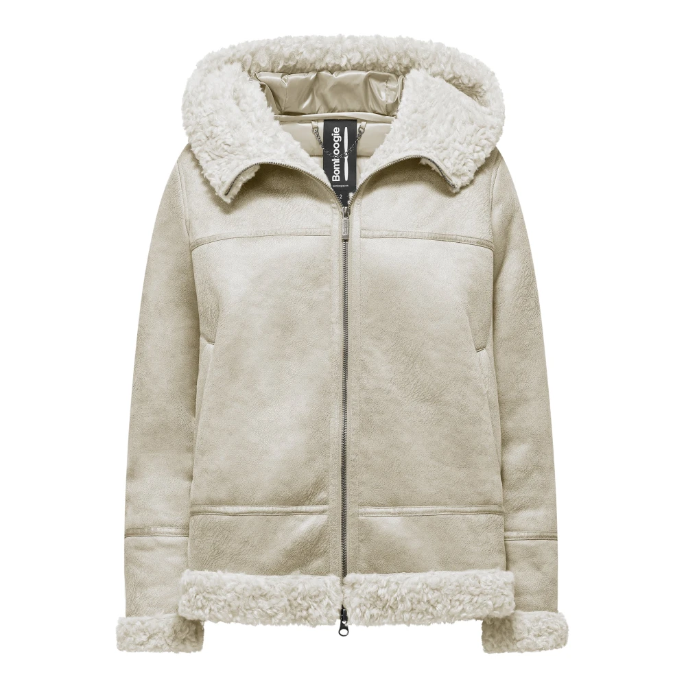 Bomboogie Donna Beige - Giacca Con Cappuccio Effetto Shearling - Jackets - L